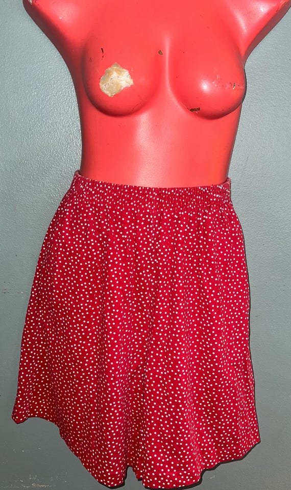 Vintage 1990’s Red With White Polka Dots Cotton Shorts, Size Large