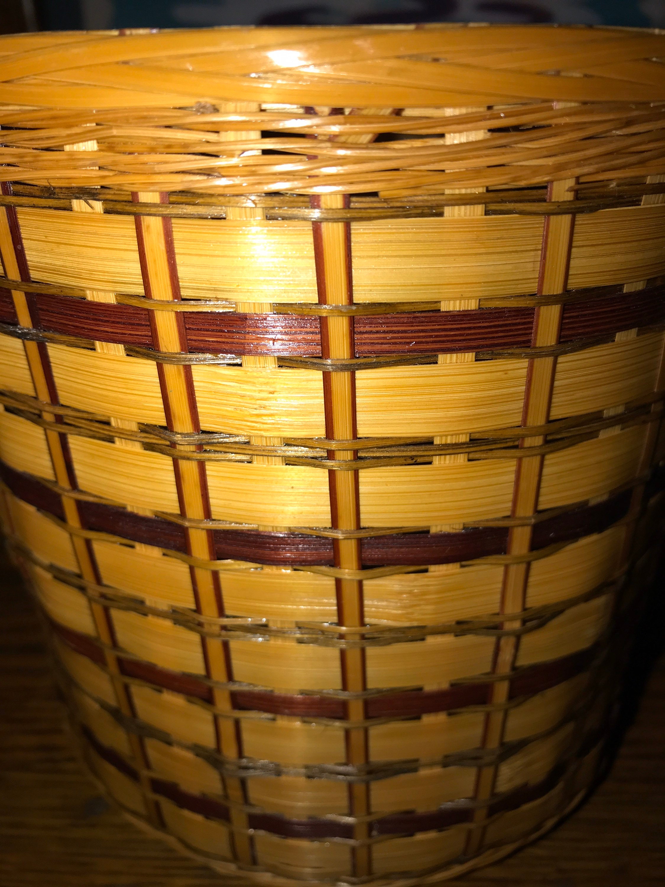 Vintage Small Woven Basket. Tabletop Open Basket. Woven Basket. Small