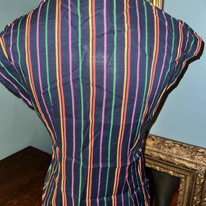 Vintage Women’s 1970’s Blue Sleeveless Striped Shirt. Coloful, EZ Street, CA Size M image 5