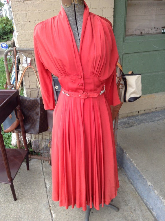 Vintage Red Dress. Full Swing Dress. Rockabilly V… - image 1