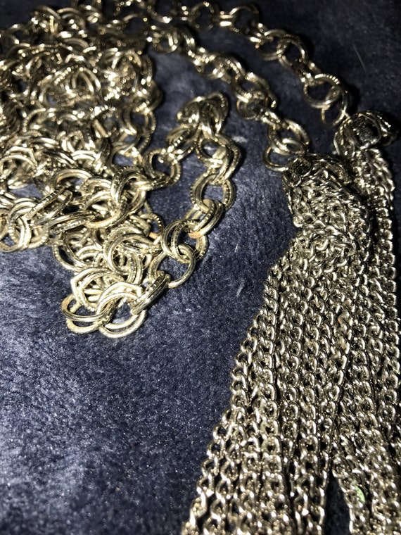 Vintage Chain Tassel Wrap Necklace. Wrap Chain Nec