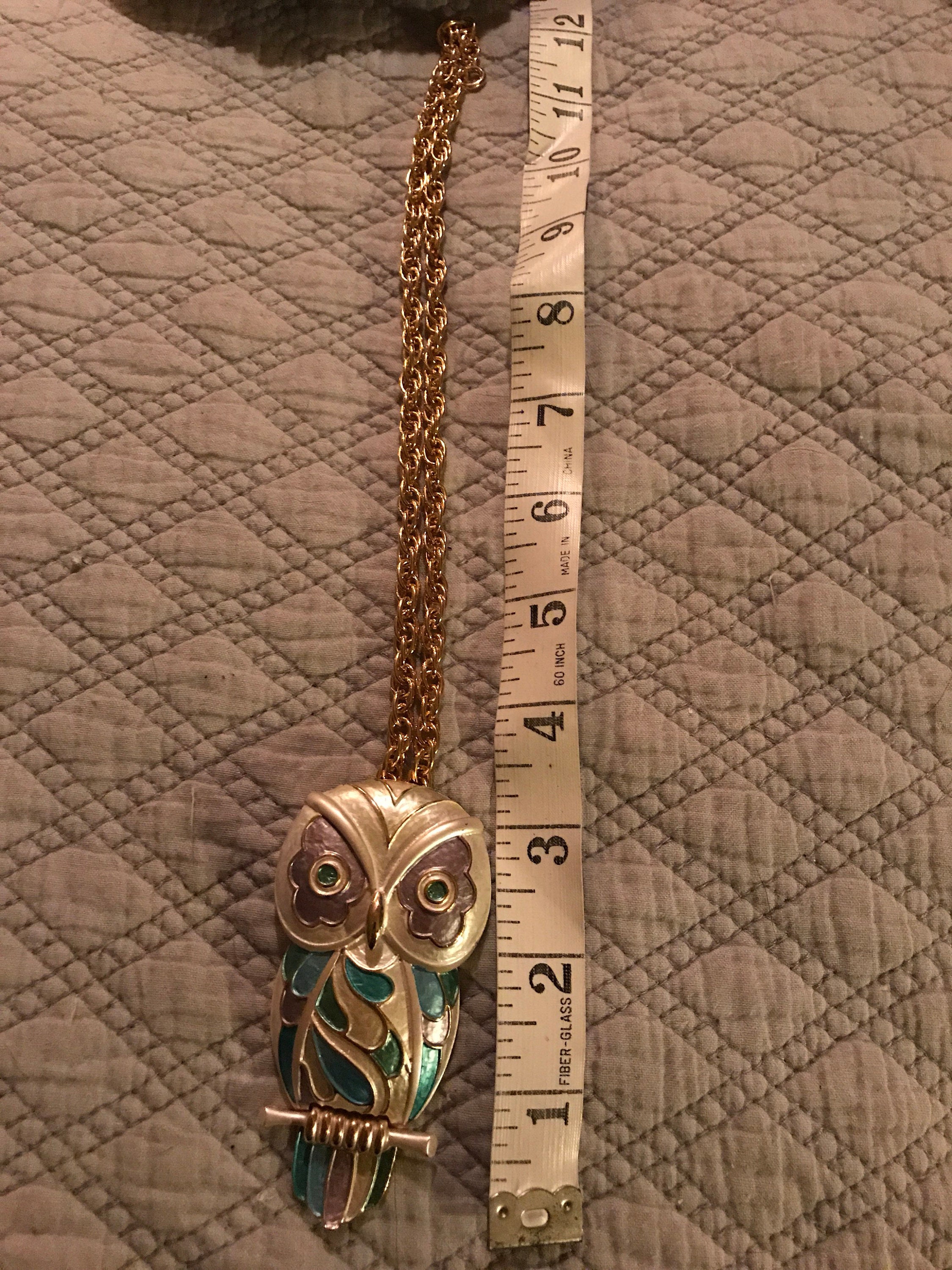 Vintage Owl Necklace. Necklace. 60's Owl Necklace. Gold Owl Necklace