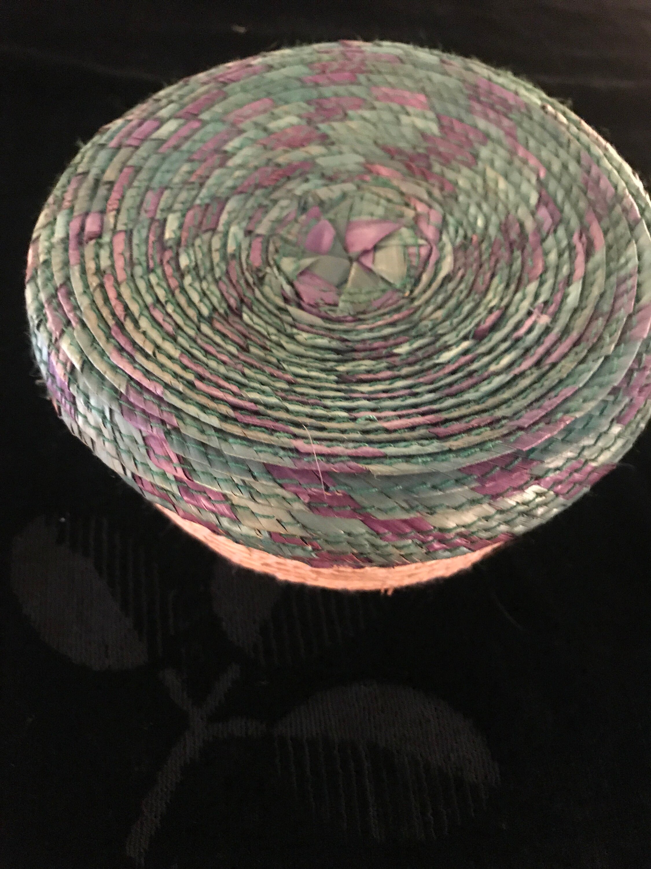 Vintage Small Woven Basket With Lid. Bohemian Woven Basket. Small Basket With Lid. Colorful ...