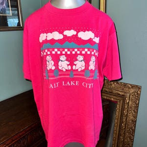 Vintage 1990’s Pink Teddy Bear, Salt Lake City T-shirt, Size Extra Large
