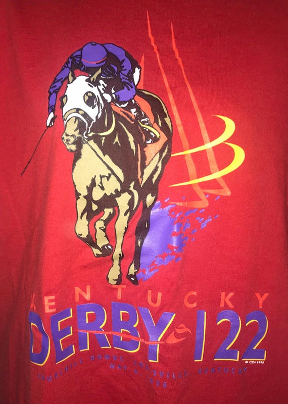 Vintage Red 1996 Kentucky Derby T-shirt.