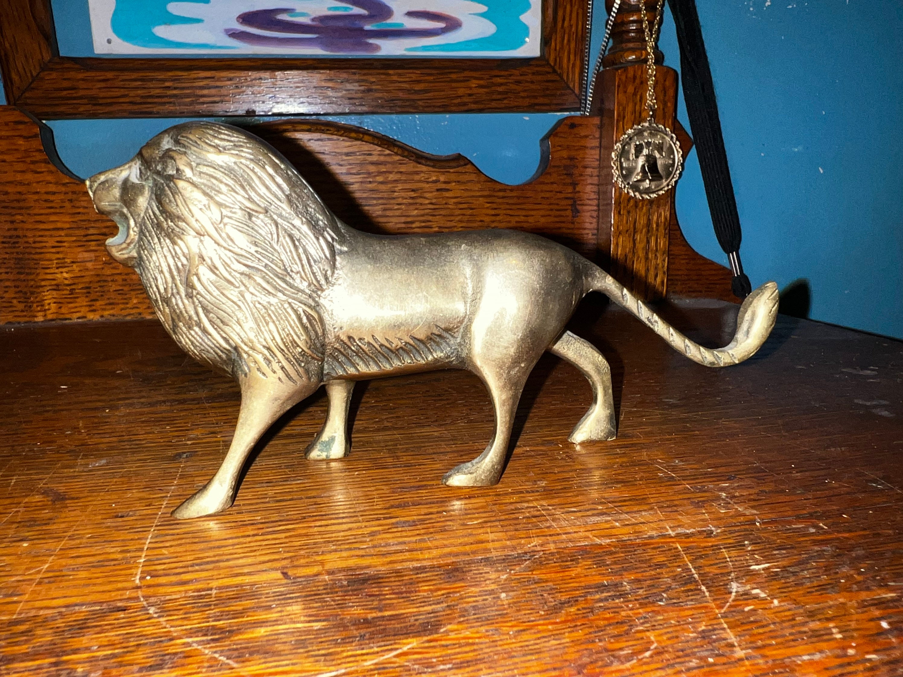 Vintage Brass Lion. Vintage Small Brass Lion. King of The Jungle Home ...