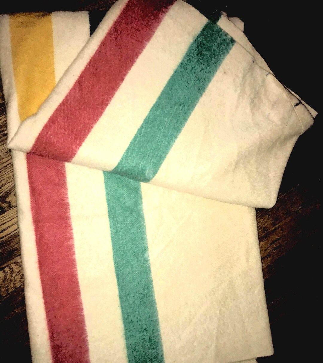 Vintage 1950's Whitney Point Wool Blanket, Beautiful Four Point