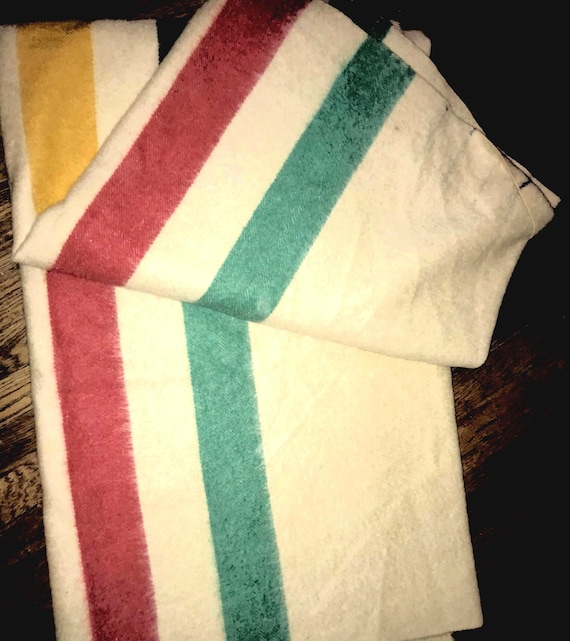 Vintage 1950’s Whitney Point Wool Blanket, Beautiful Four Point Blanket