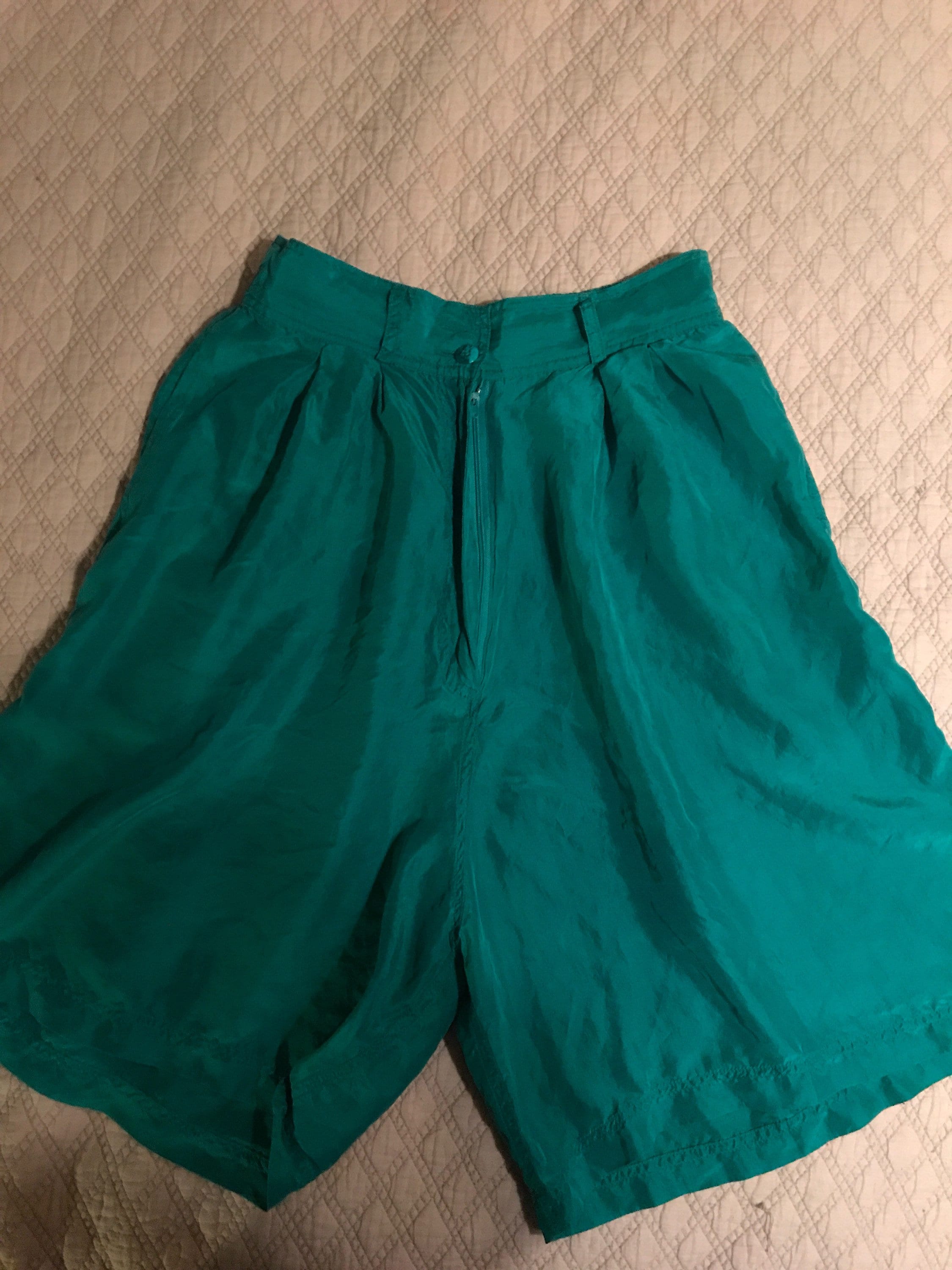 Vintage Silk Shorts. Green Silk Shorts 