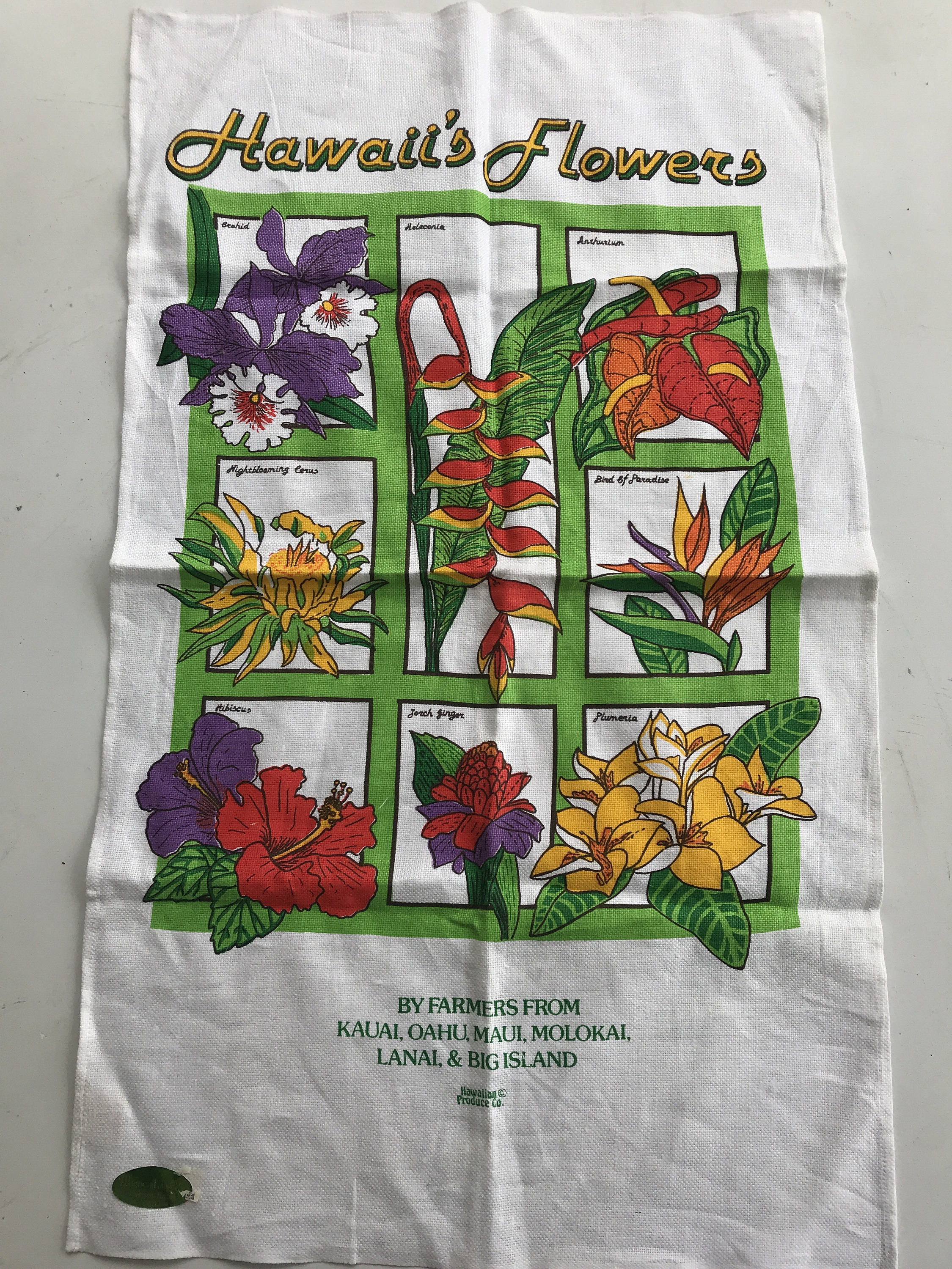 Vintage Linen Tea Towel. Hawaii Linen Cotton Tea Towel. Australia