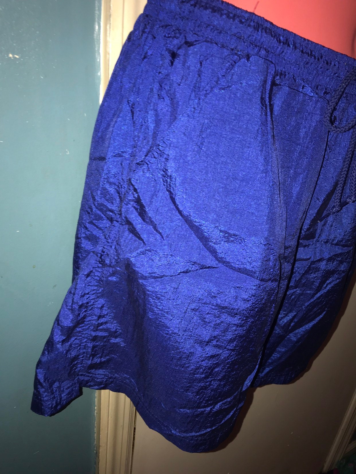 Vintage Windbreaker Shorts. Blue Windbreaker Shorts. Windbreaker Shorts