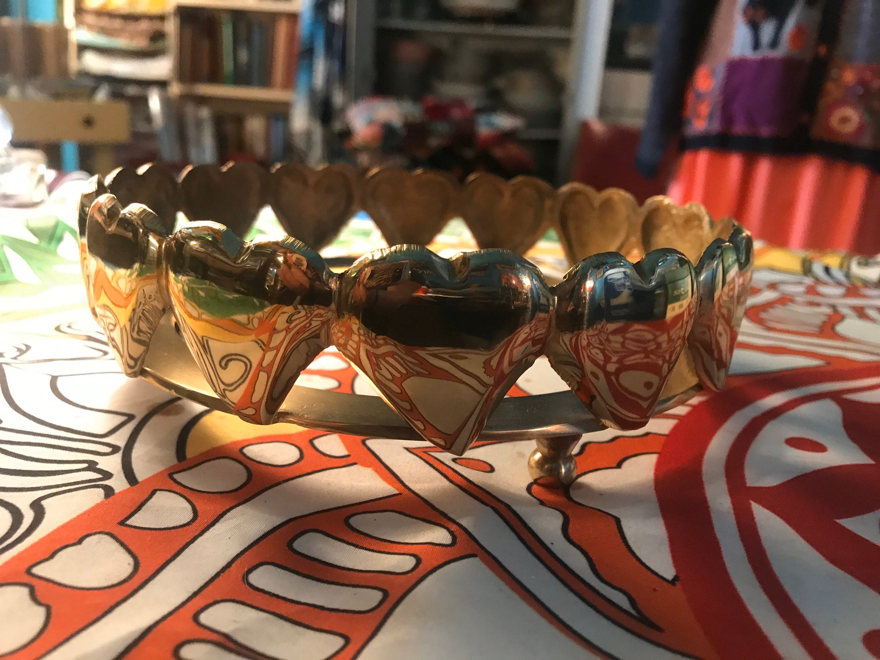 Vintage Brass Heart Candle Holder. Vintage Large Brass Heart Holder