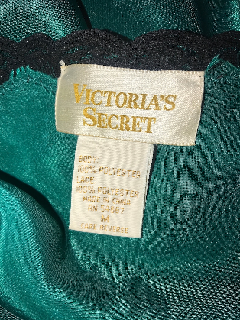 Emerald Green Victorias Secret Satin and Lace Nightie 1990/'s Satin Nightie Vintage Green Satin Nightie Size Medium Short Nightgown