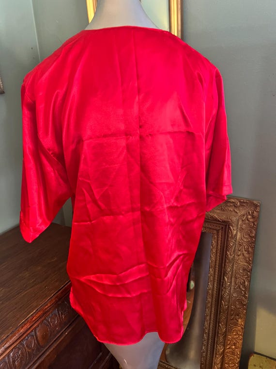 Vintage Red Satin ESLEEP Night Shirt, Size Large