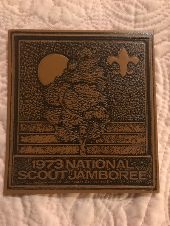 Vintage Leather Patch. Boy Scout Leather Patch. 1973 National Scout Jamboree Leather Patch. Vintage Boy Scout Patch.