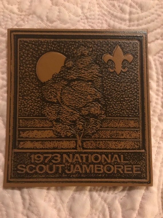 Vintage Leather Patch. Boy Scout Leather Patch. 1973 National Scout Jamboree Leather Patch. Vintage Boy Scout Patch.