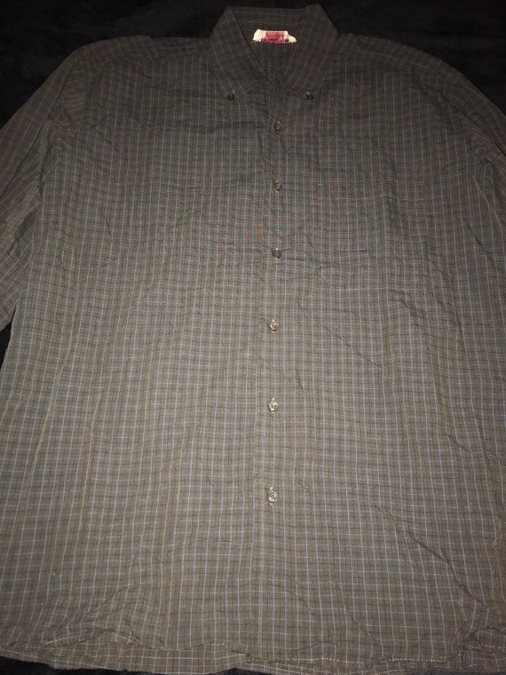 Vintage Luciano Barbera Button Down Shirt. Grey Luciano Barbera Shirt. Vintage Grey Striped Italy Luciano Barbera Size Large