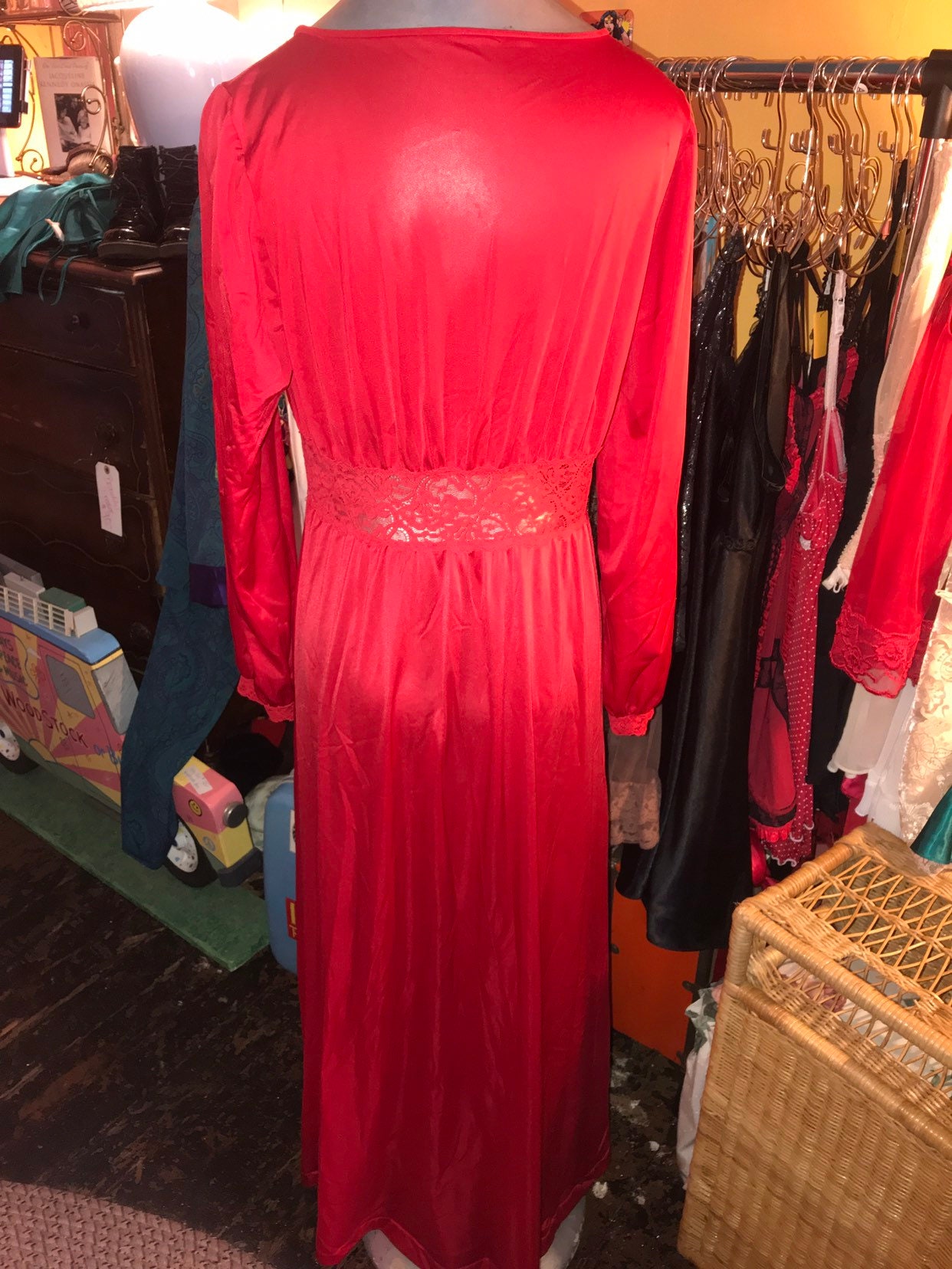 Vintage Red Nightgown. Vintage Shadow Line. Red Shadow Line Nightgown ...