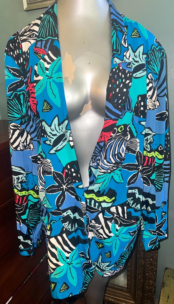 Vintage 90's Colorful Sea Life Chaus Blazer, Size 12