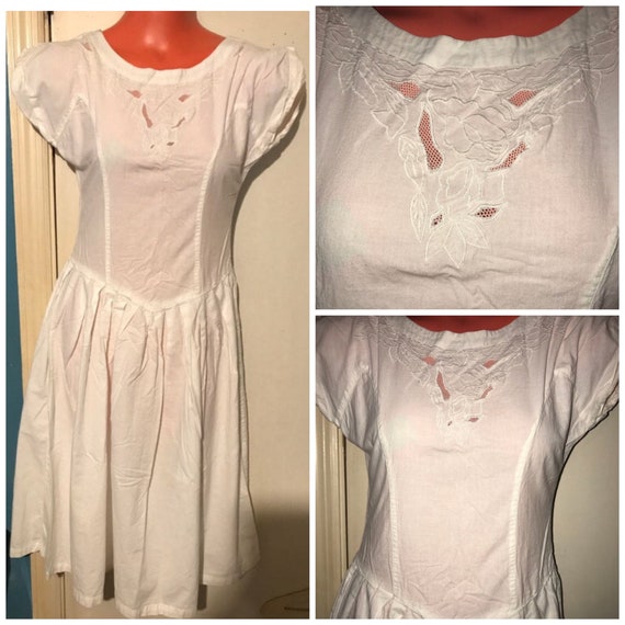Vintage 1980’s White Cotton Dress. India White Dre