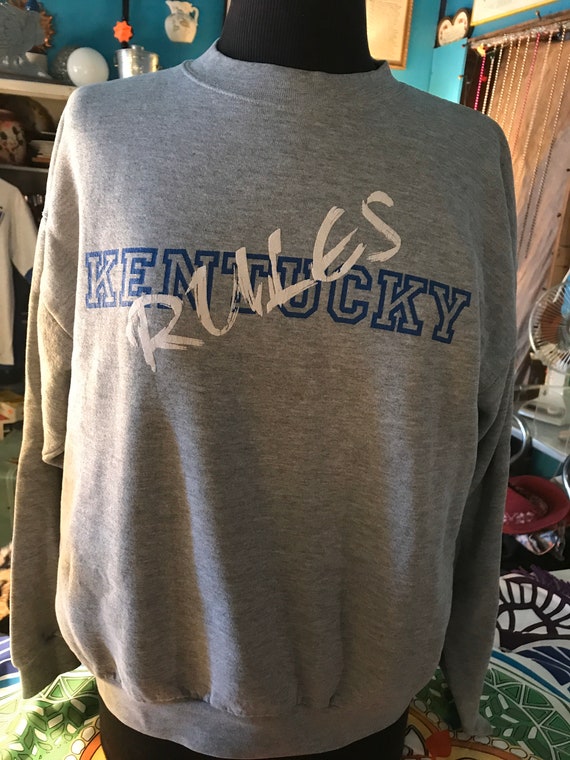 Vintage Kentucky Sweatshirt. 1980s Gray Kentucky Rules Sweatshirt. Kentucky Rules Shirt.