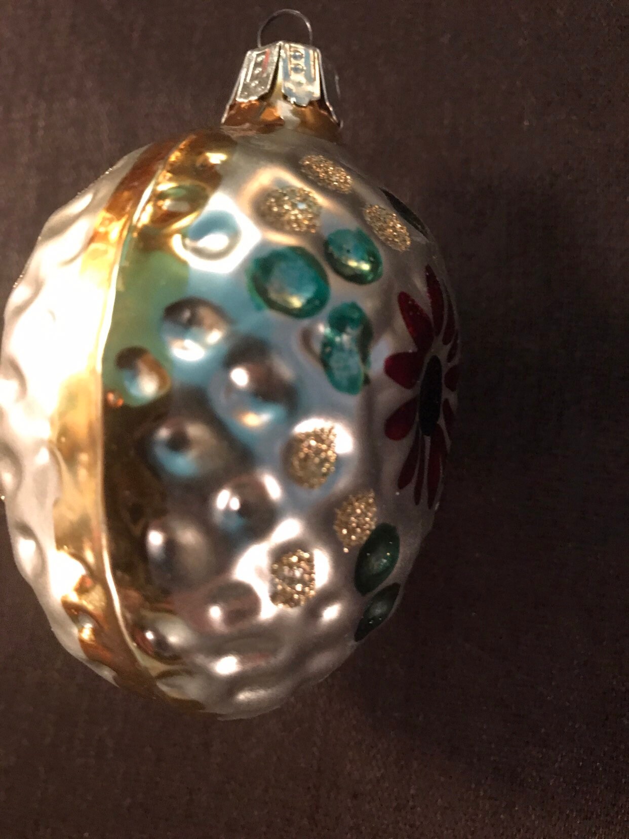 Vintage Glass Ornaments. Hand Decorated Glass Christmas Ornaments. Set