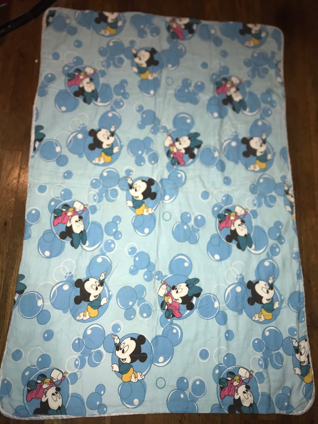 Vintage 1980's Baby Mickey and Minnie Crib Blanket