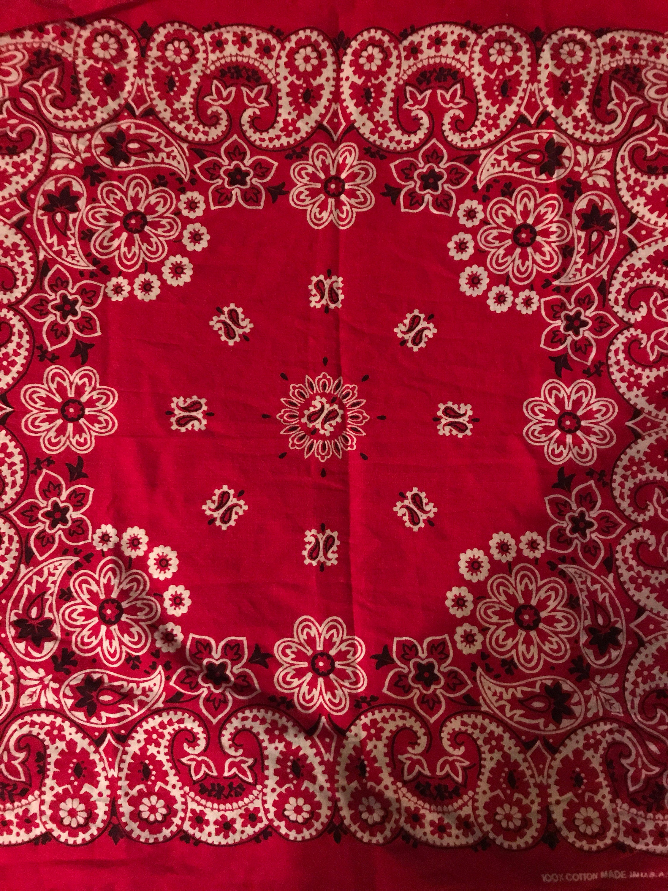 Vintage Bandana. Red Bandana. Vintage Fast Color Bandana. 80s Red