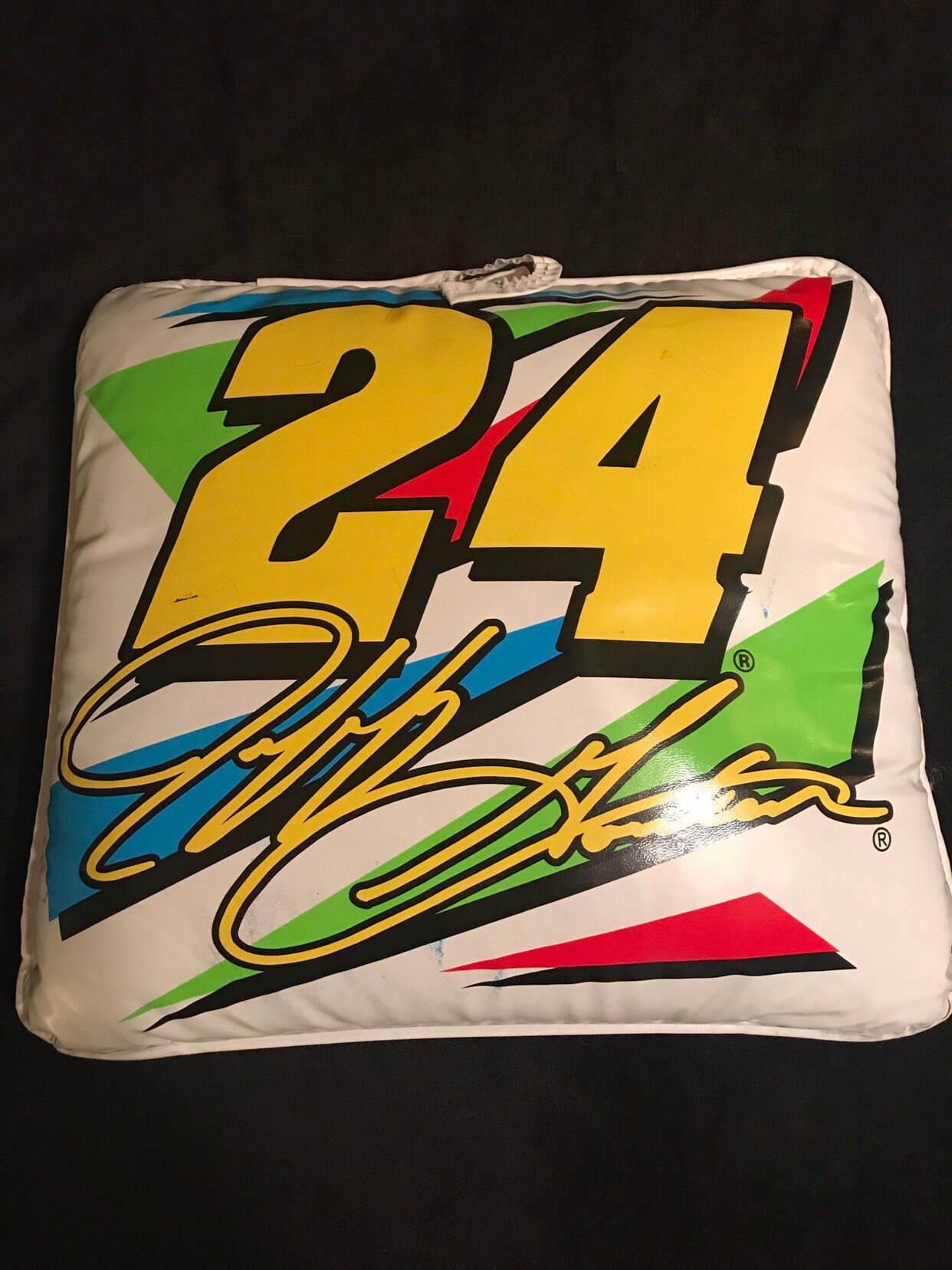 Vintage Jeff Gordon Nascar Chair Pillow. Jeff Gordon Dupont Racing Nascar Souvenir Seat Cushion