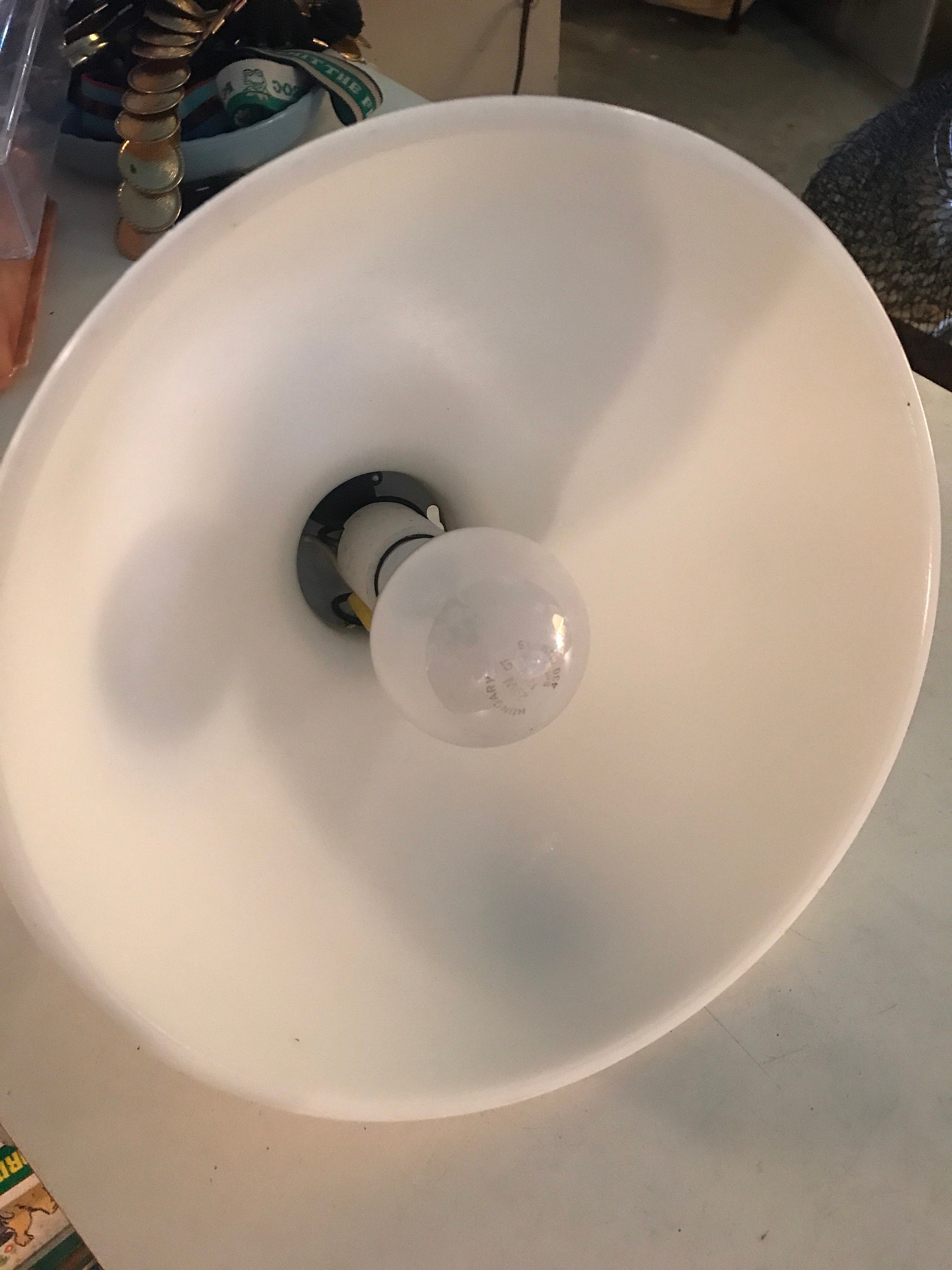 Vintage Milk Glass Shade Hanging Light. Milk Glass Light. Hanging Milk