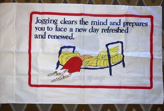 Vintage Funny Joke Pillowcase. Jogging Jokes Pillowcase. Colorful Pillowcase. Cute Gift Idea For Jogger