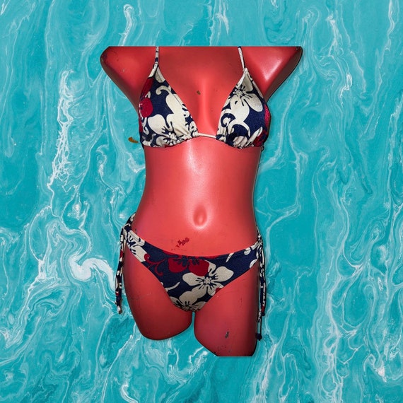 Vintage 1990’s Bikini Swimsuit. Red, White, and Blue Sparkle Bikini, Size Small
