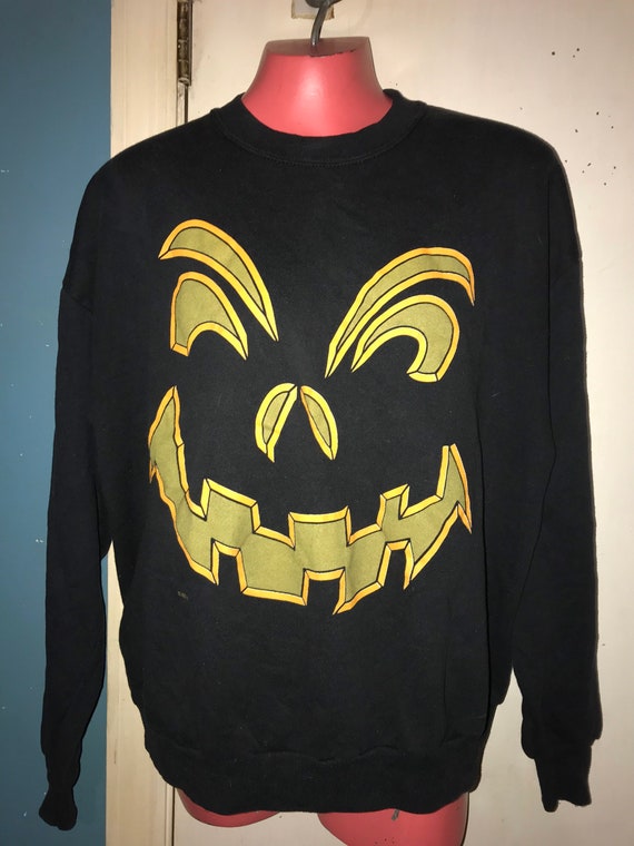 Vintage Ugly Halloween Sweatshirt. Ugly Halloween Scary Pumpkin Face Sweatshirt. Halloween Sweatshirt. Size XL