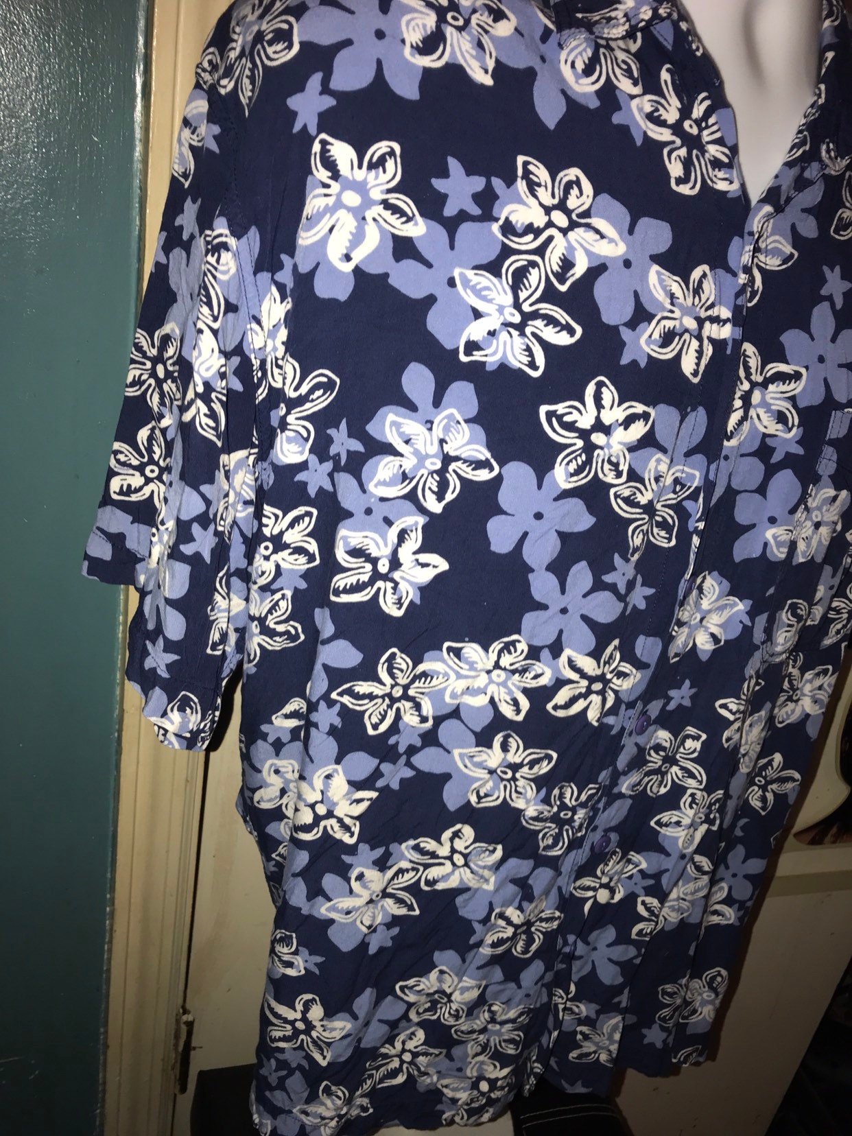 Vintage Blue Ginger Hawaiian Shirt. Men's Hawaiian Shirt. Blue Hawaiian ...