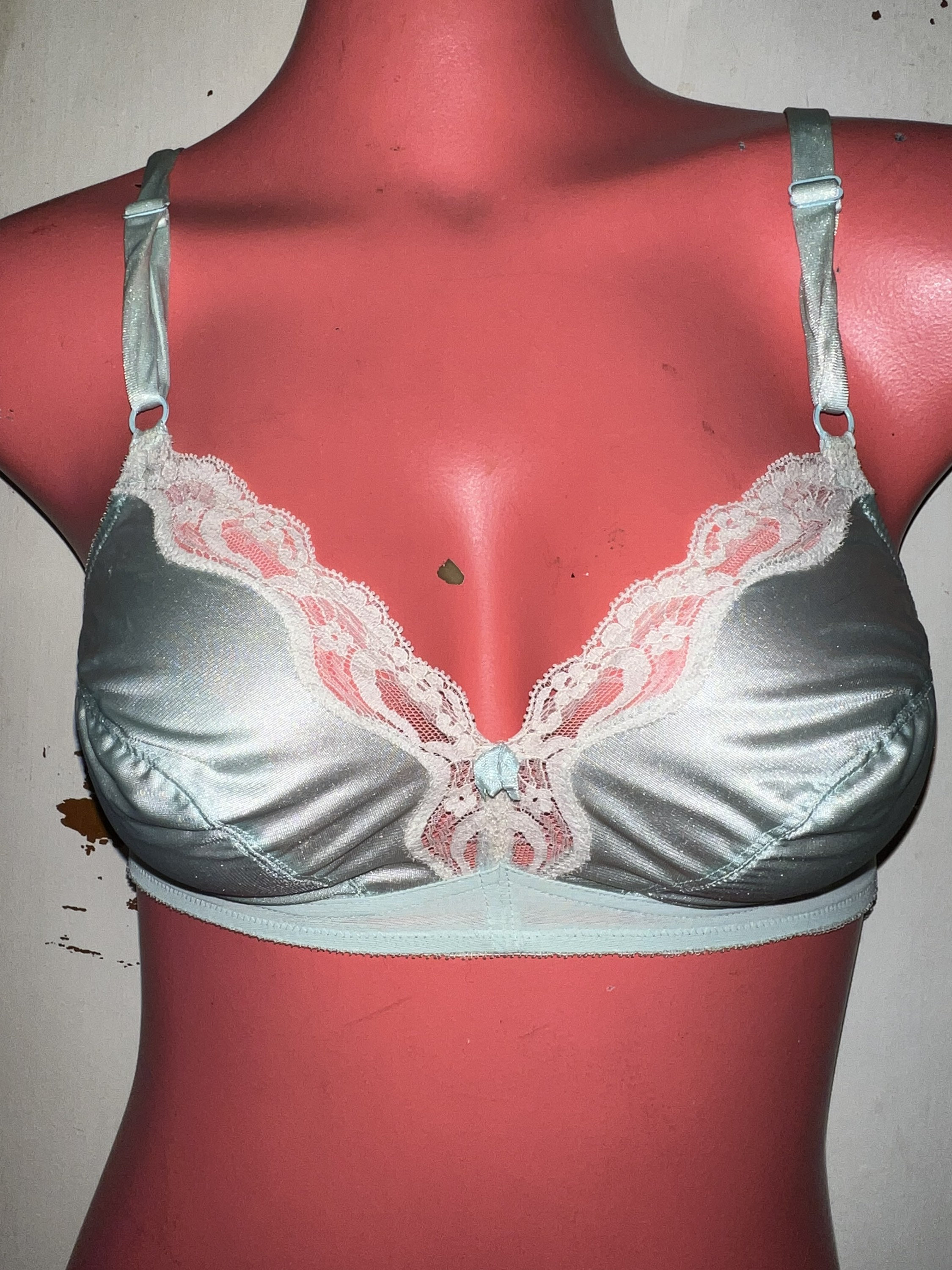 Vintage 1960’s Vanity Fair Bra. Blue Vanity Fair Bra. Blue Lace Bra by