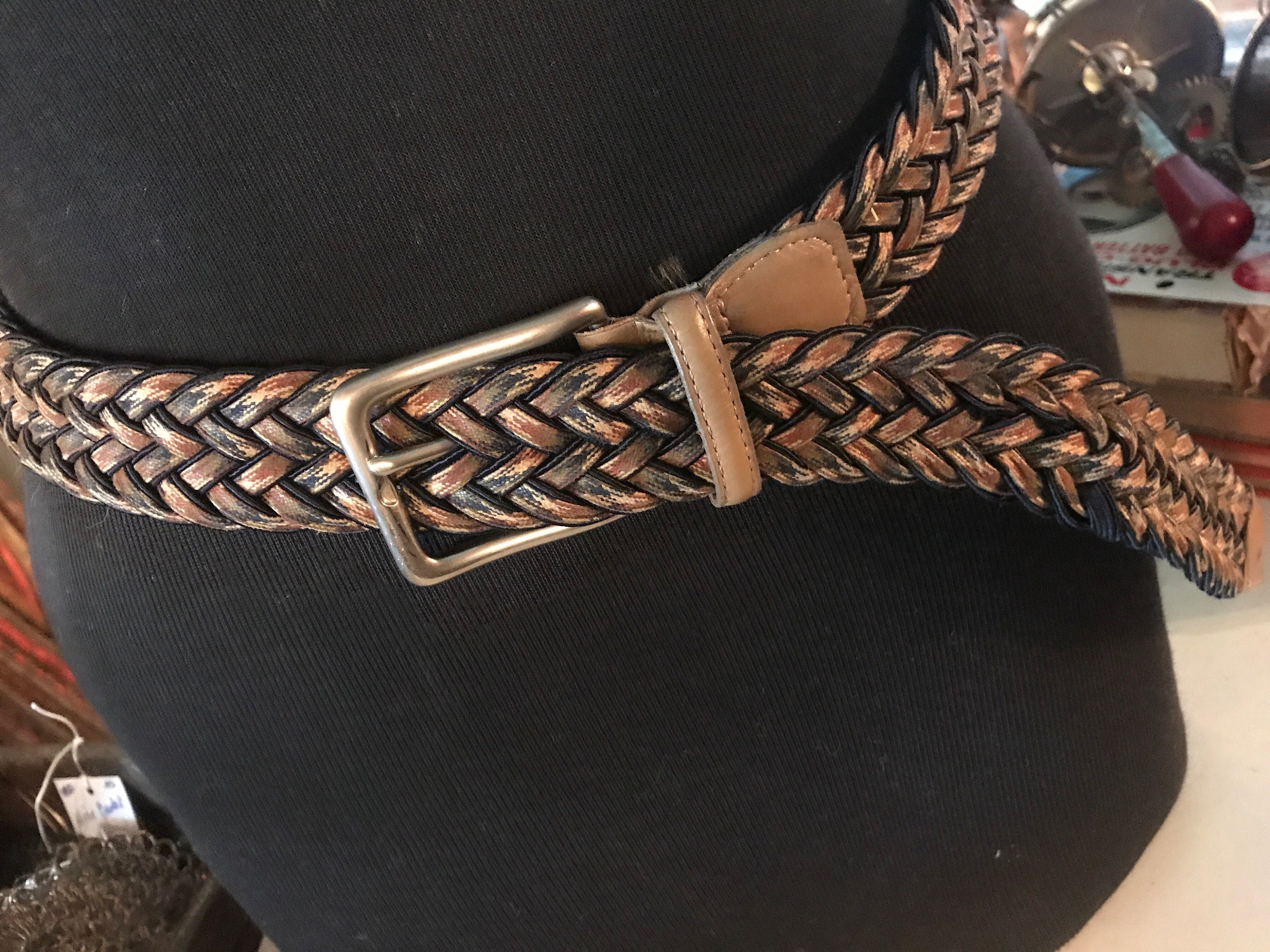 Vintage Braided BeltFossil Belt. Braided Cloth Belt. Braided Belt. Women's Belt