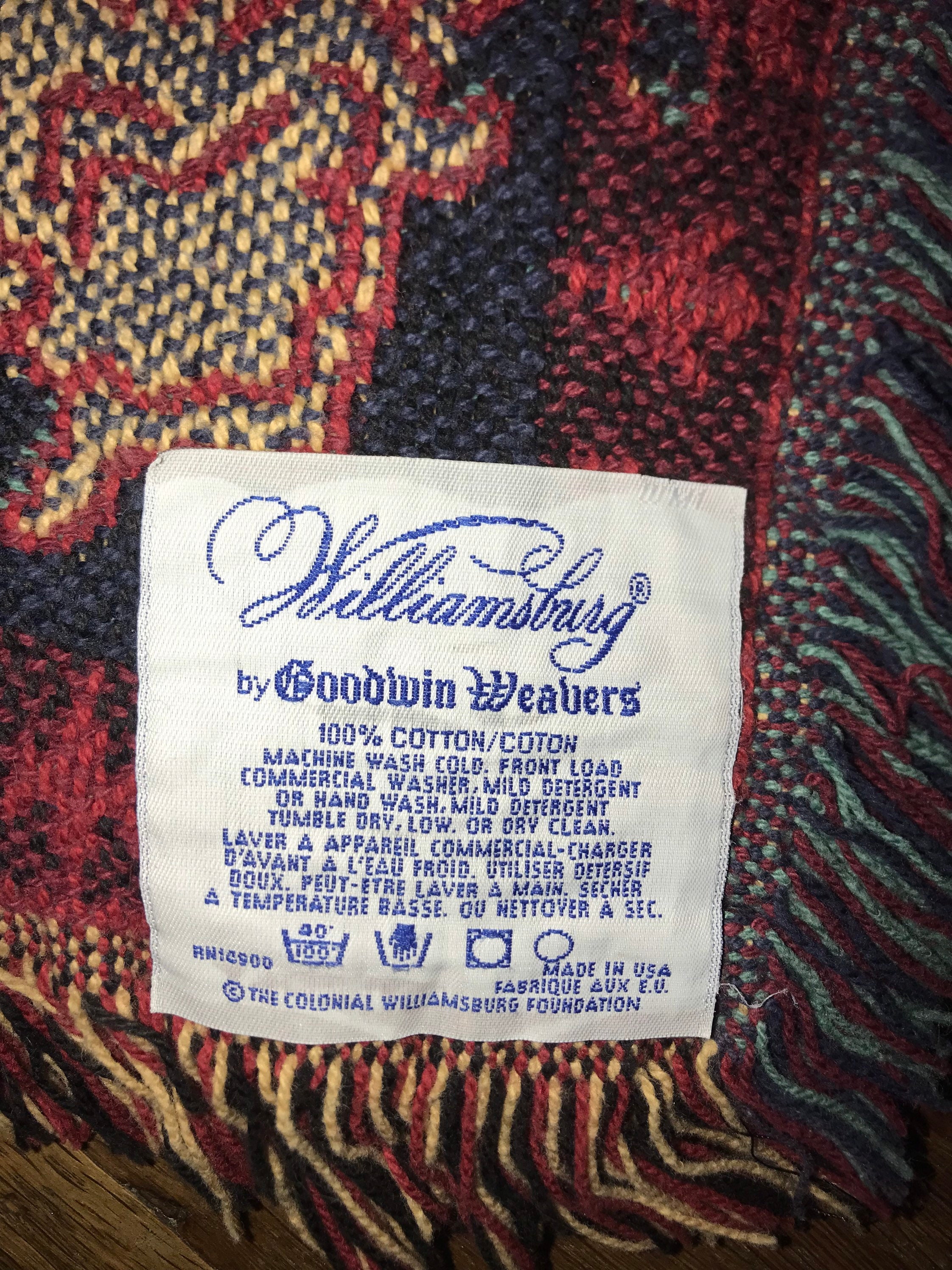 Vintage 1990 s Goodwin Weavers Williamsburg Tapestry Blanket. Goodwin Weavers Blanket. Beautiful Williamsburg Tapestry Throw. Lap Blanket
