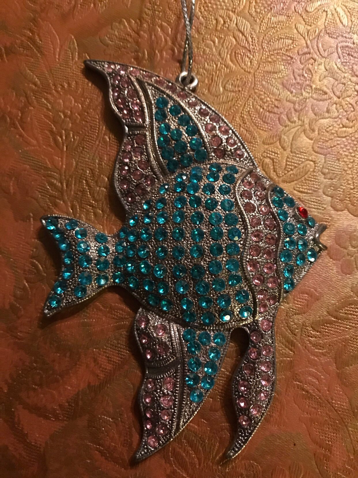 Vintage Fish Christmas Ornament. Rhinestone Angel Fish Christmas Ornament. Dillard's Trimmings