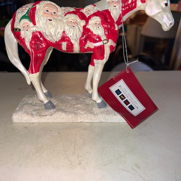 Vintage Christmas Painted Pony. Big Red Pony. The Trail of Painted Ponies. Santa Claus Pony. Santa’s of The World Painted Pony