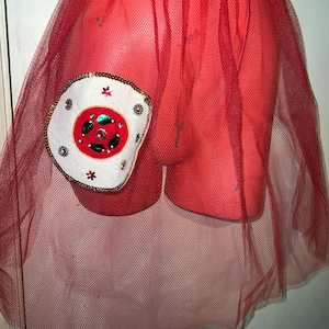 Vintage 1950’s Red Net and Felt Christmas Apron