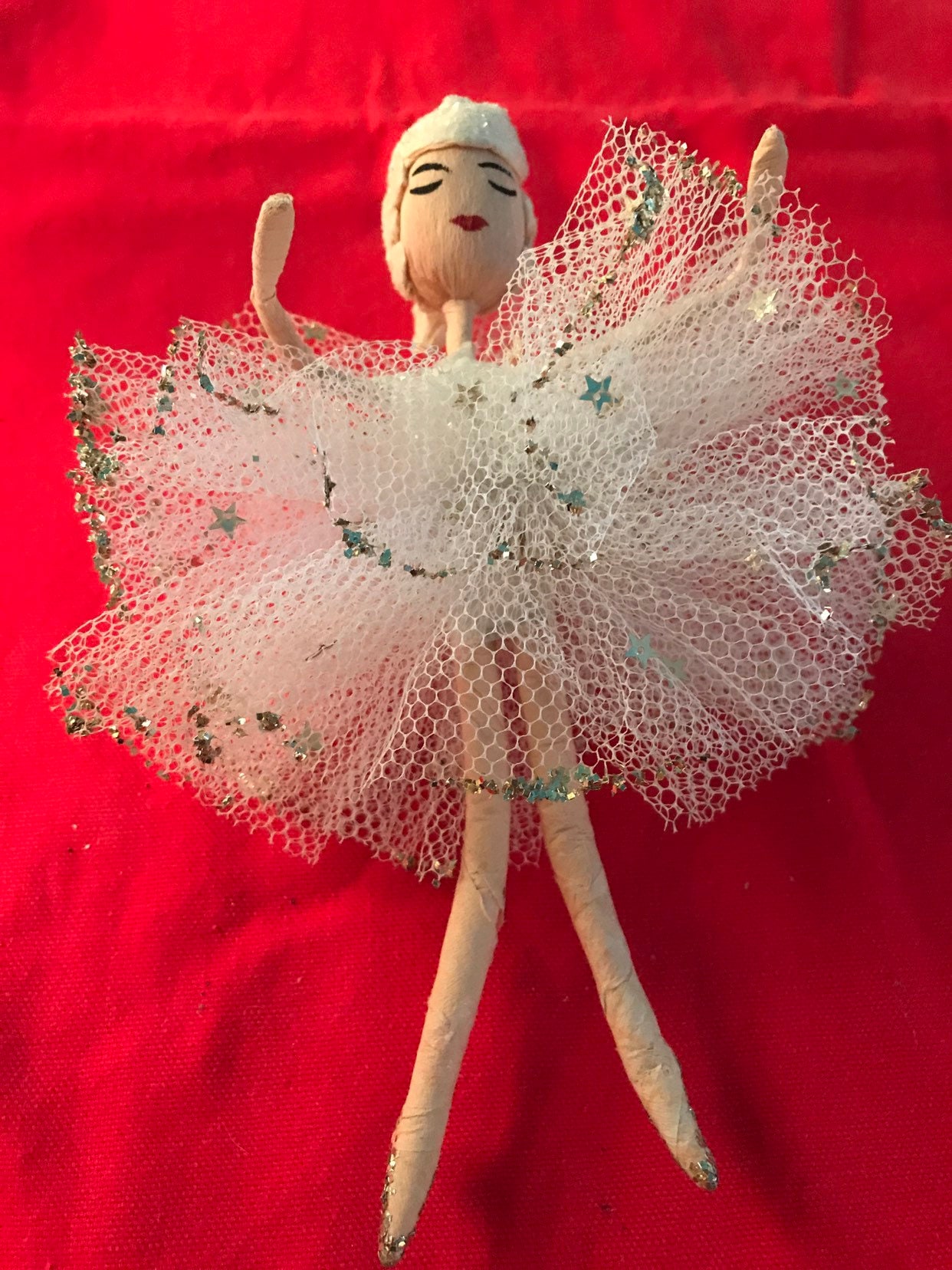Vintage Handmade Ballerina Christmas Ornament. Vintage Handmade Dancing