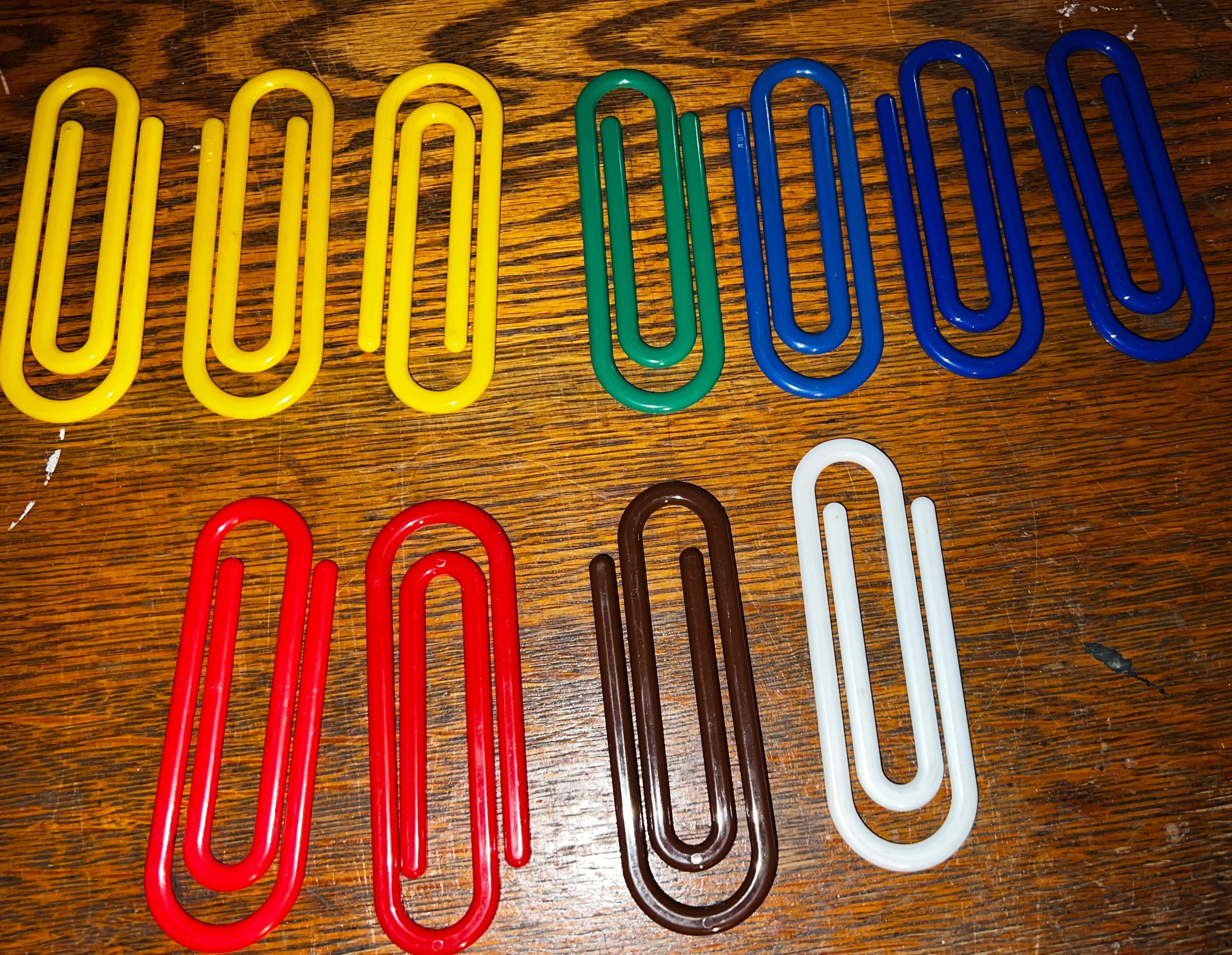 Vintage 80's Large Plastic Paper Clips. Iconic Primary Colors