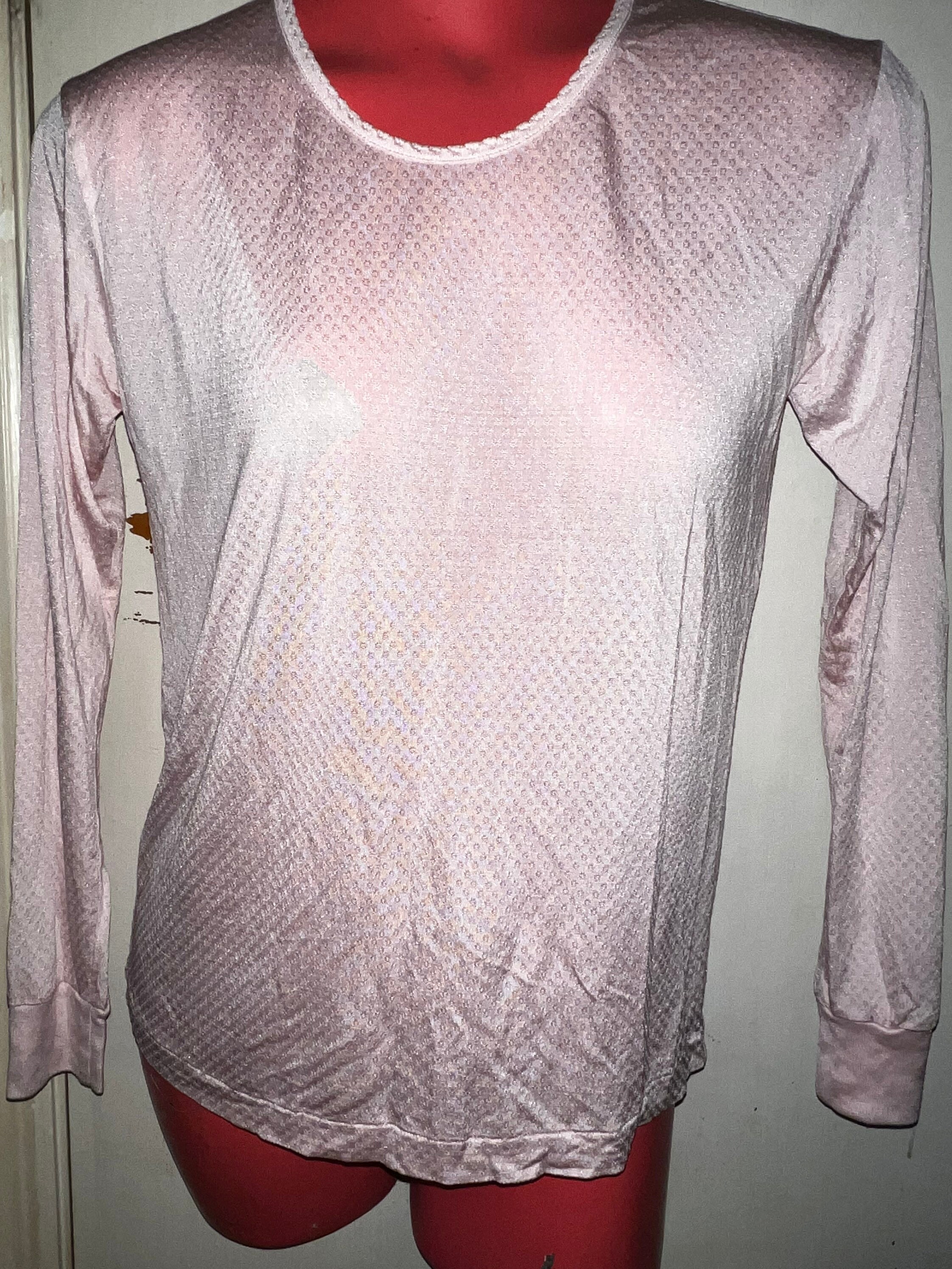 Vintage Silk Long Johns. Women’s Pink Silk Long John Shirt. Silk Long