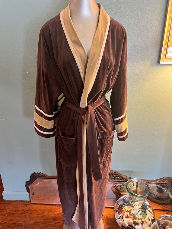 Vintage Christian Dior Velour Robe. Double Brown D