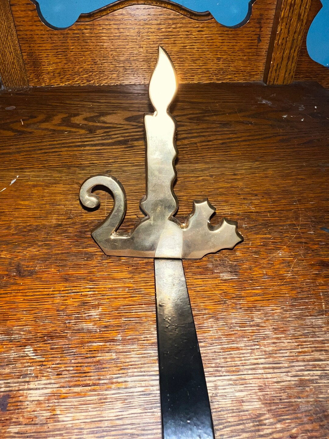 Vintage Brass Stocking Holder. Large Solid Brass and Cast Stocking