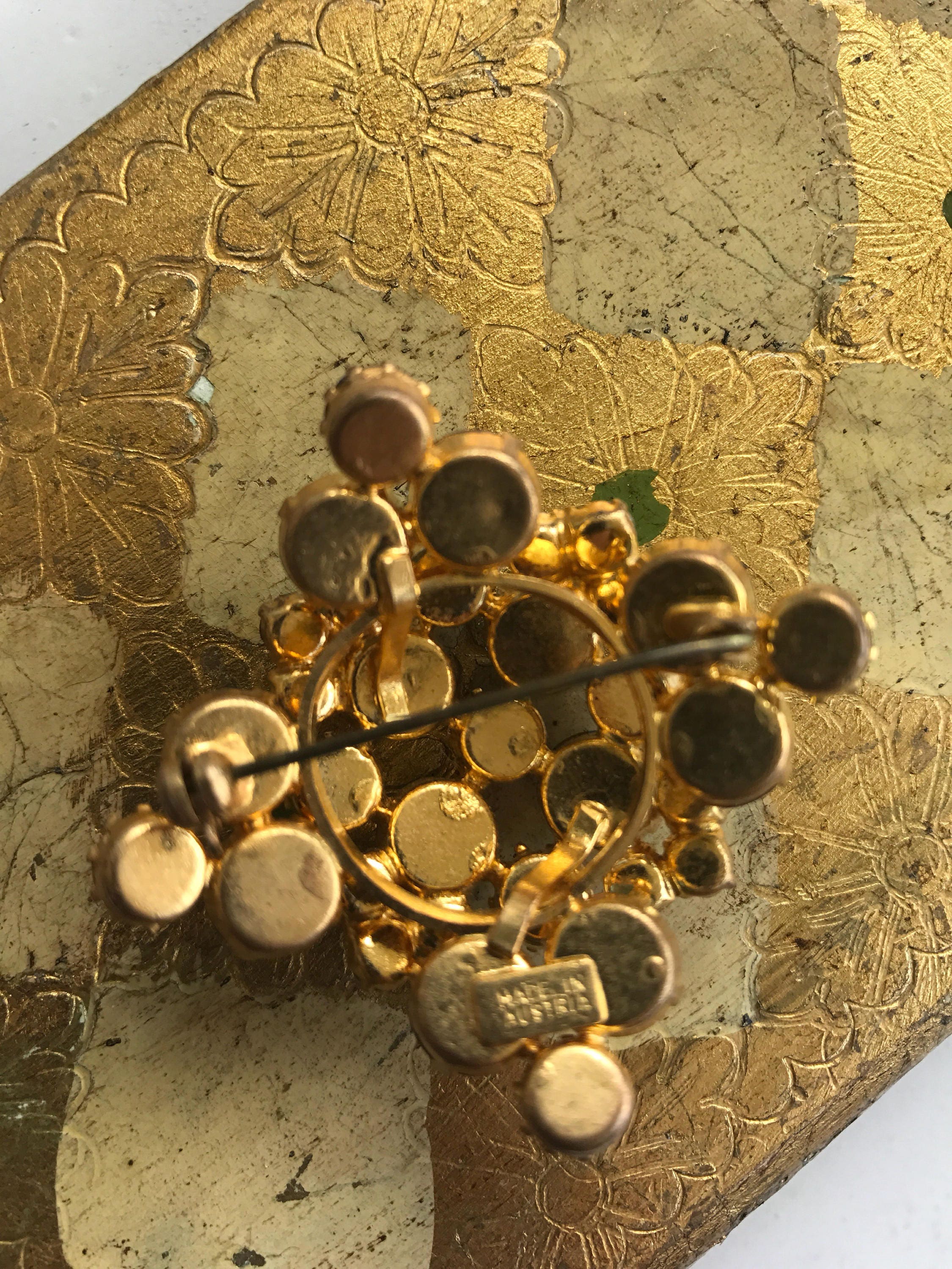 Vintage Rhinestone Brooch. Made in Austria Brooch. Made in Austria