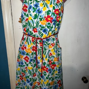 Vintage Floral Dress. 1960's Adorable Sleeveless Eye Popping Floral Dress. Perfect Vintage Sun Dress. Jenni Dress. Size 9/10 image 1