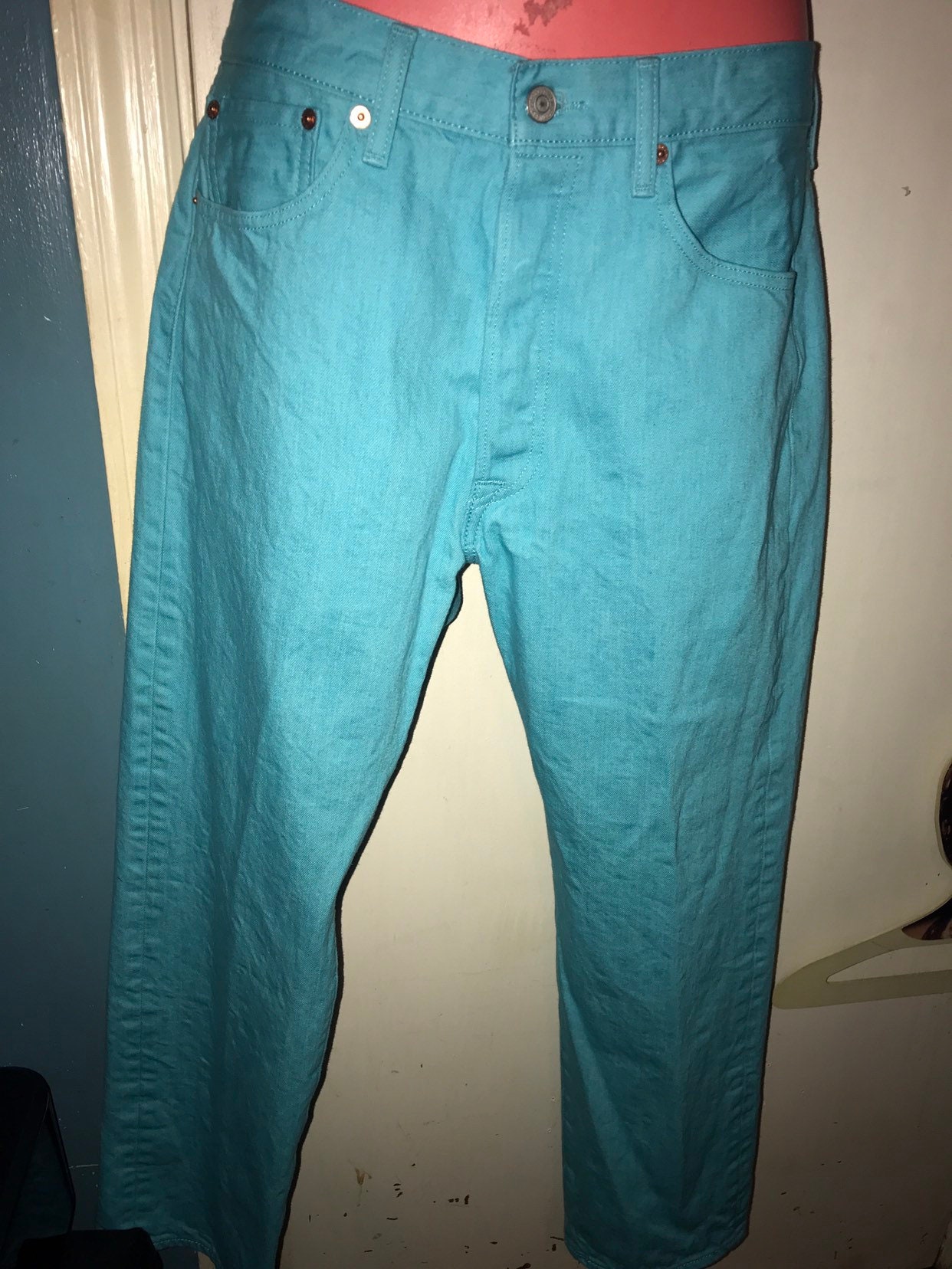 Vintage Turquoise 501 Levi Jeans. Turquouse 501 Button Fly Jeans. Levi ...