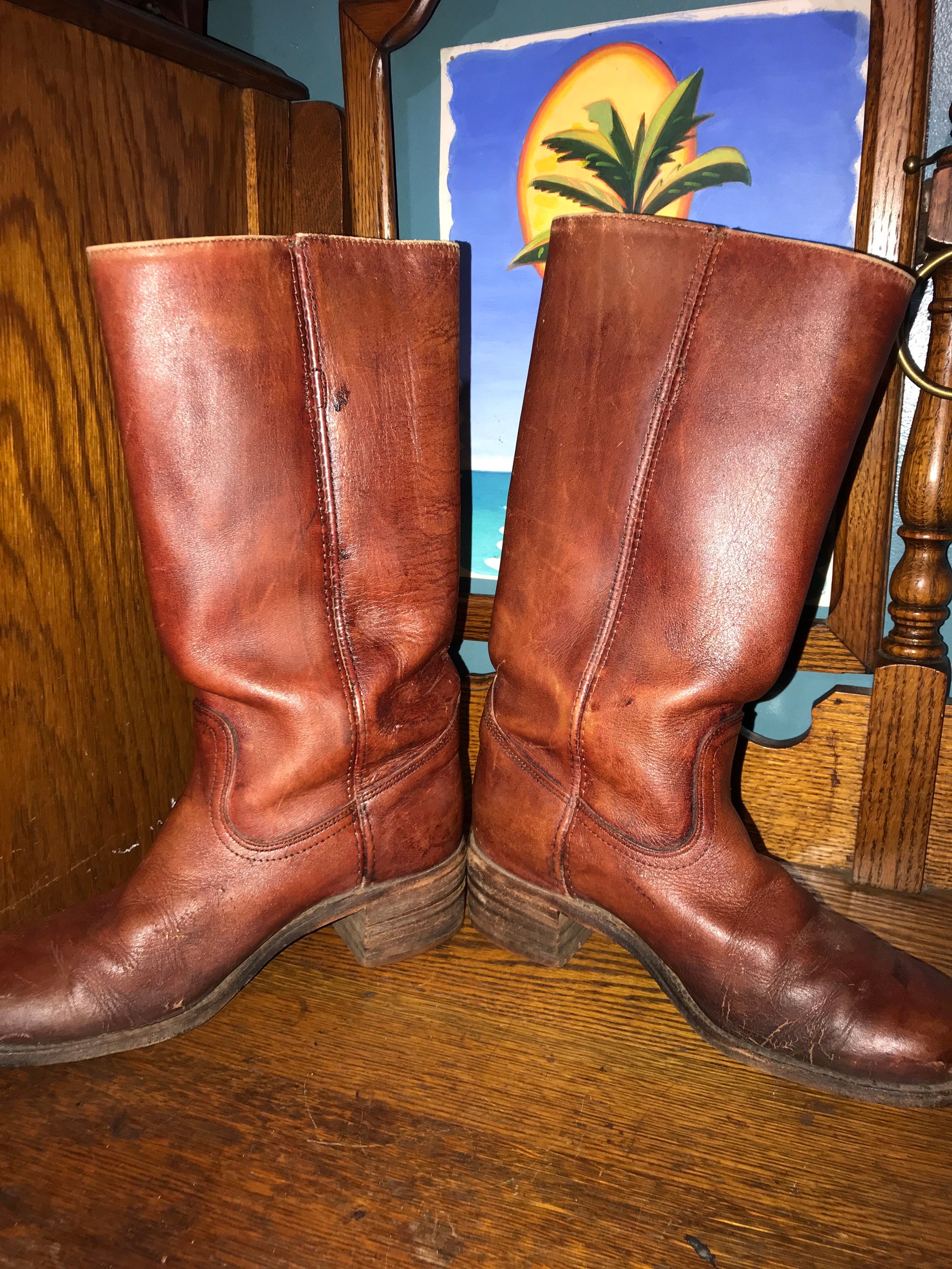 Vintage Leather Frye Boots. 1980’s Frye Boots. Frye Brown Cowboy Boots ...