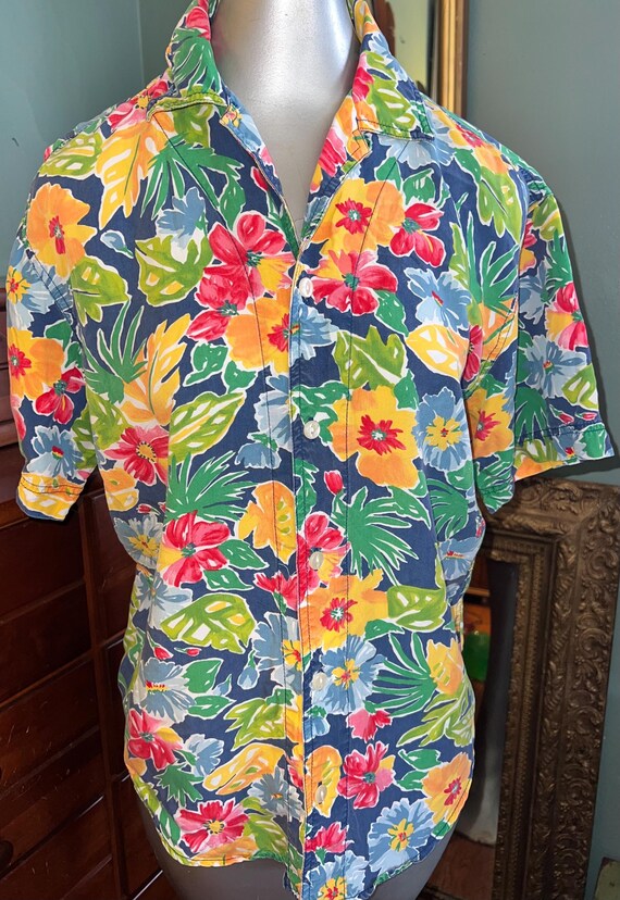 Vintage Women’s 80’s Floral Rayon Liz Claiborne Shirt, Size Small